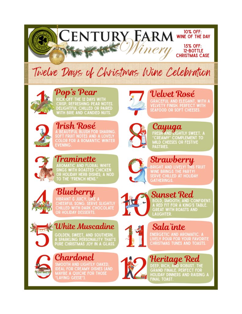 12 days of Christmas century farm winery